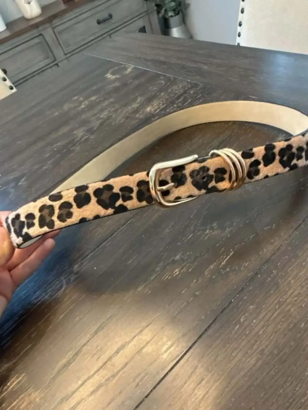 AI DEEBLUE Women's Leopard Print Faux Leather Belt with Gold Buckle